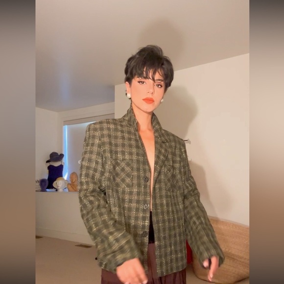 Blazer Tweed Blazer Woven Plaid... - Picture 4 of 16